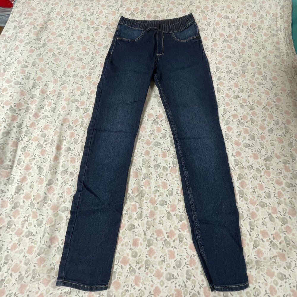Girls Dark Denim Leggings US Size 16 Elastic Waist - No brand name